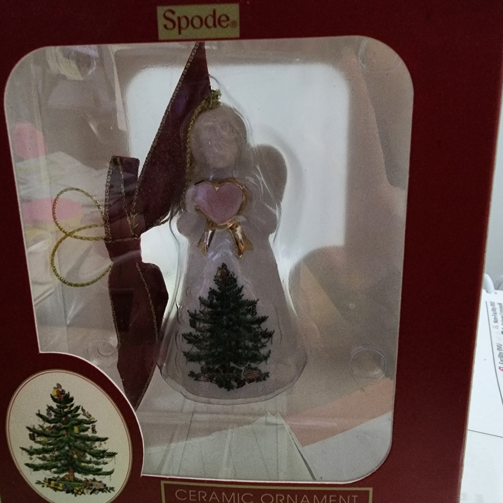 Spode Angel Ornament with Christmas Tree Design